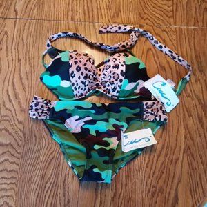 California Waves Multi Color Bikini Set Medium